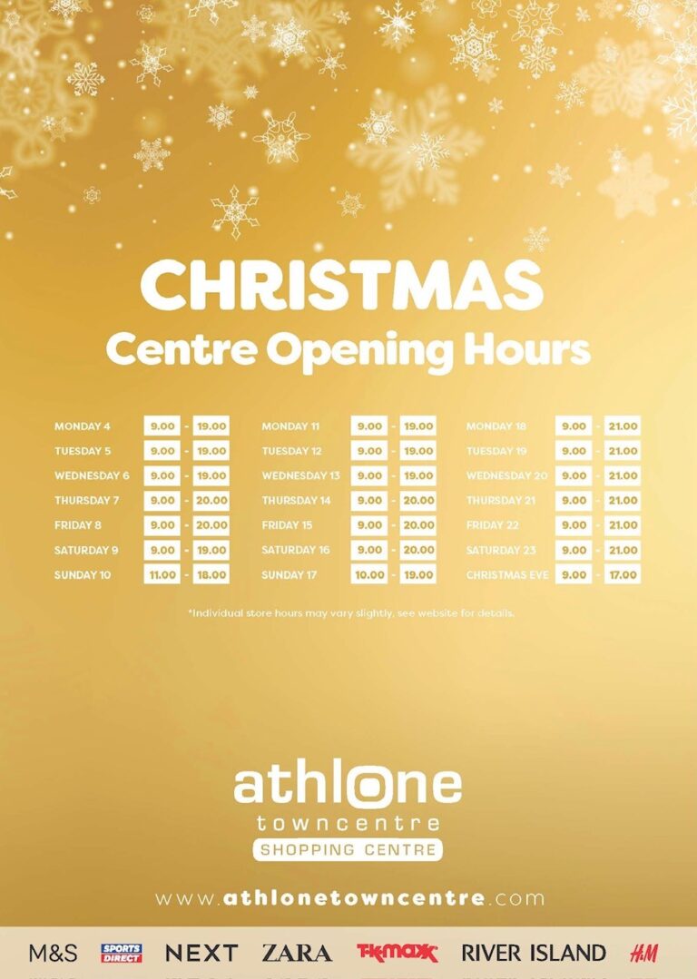 Opening Hours Athlone Towncentre Shopping Centre
